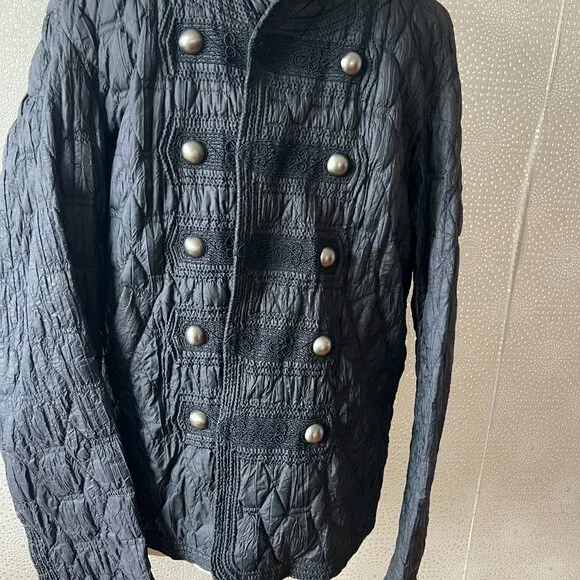 Ermanno Scervino Men's Blue Long Sleeve Button-Up Military Jacket Size 52